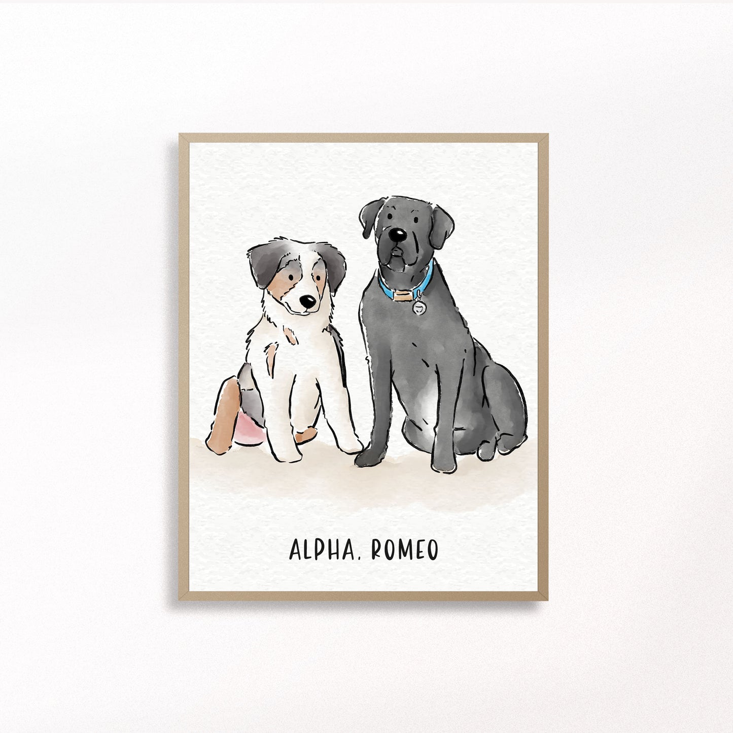 Custom Watercolor Pet Portrait - With Frame / 12x16 inches - Poodled