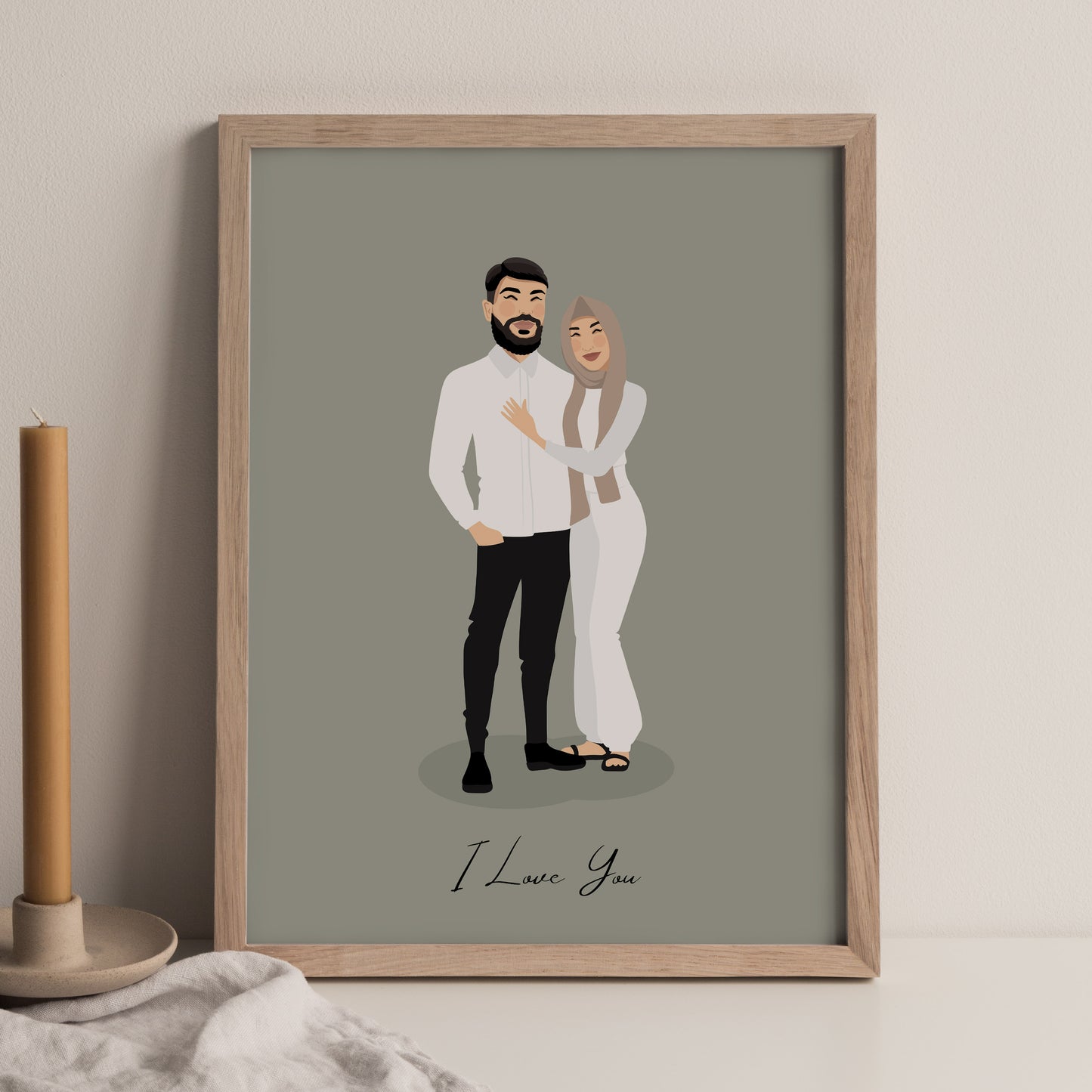 Cute Cartoon Couple's Portrait