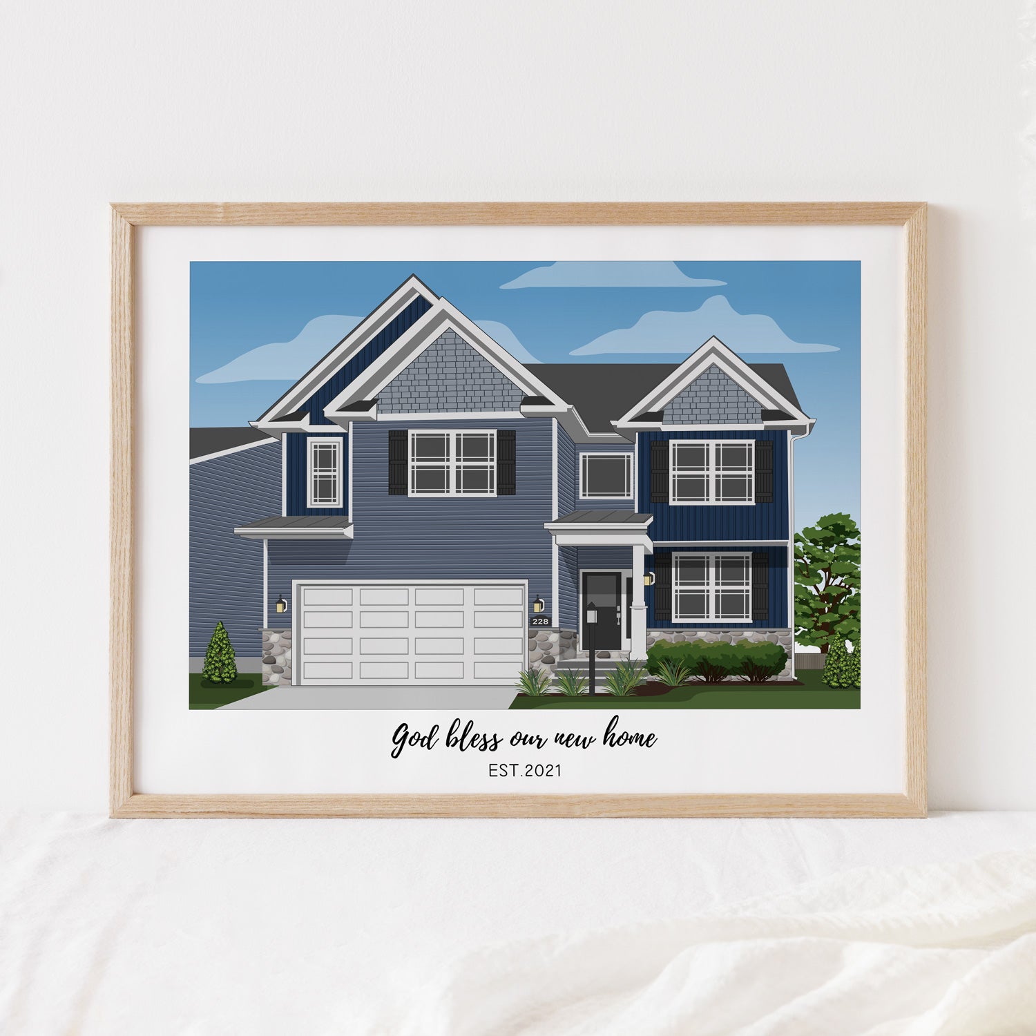 Custom House Portrait - Digital File / 8x10 inches - Poodled