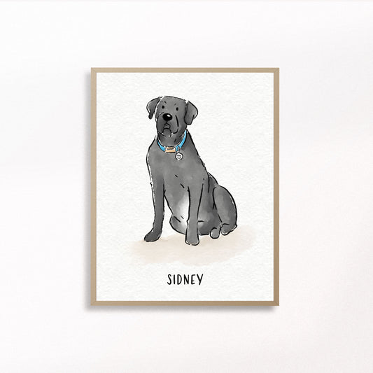 Custom Watercolor Pet Portrait - With Frame / 8x12 inches (A4) - Poodled