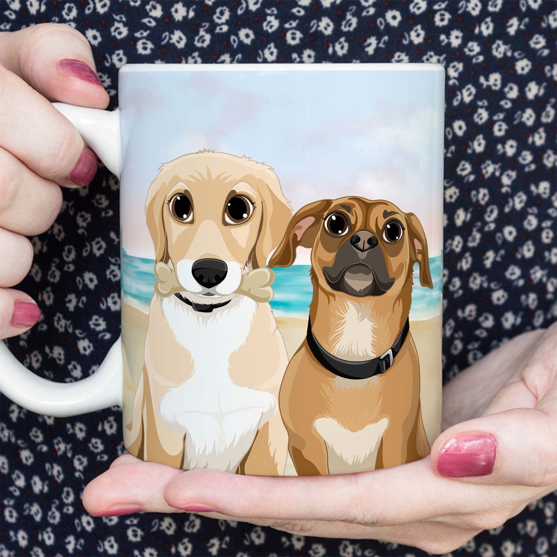 Custom Pet Cartoon Portrait Mug – Poodled - Main Image