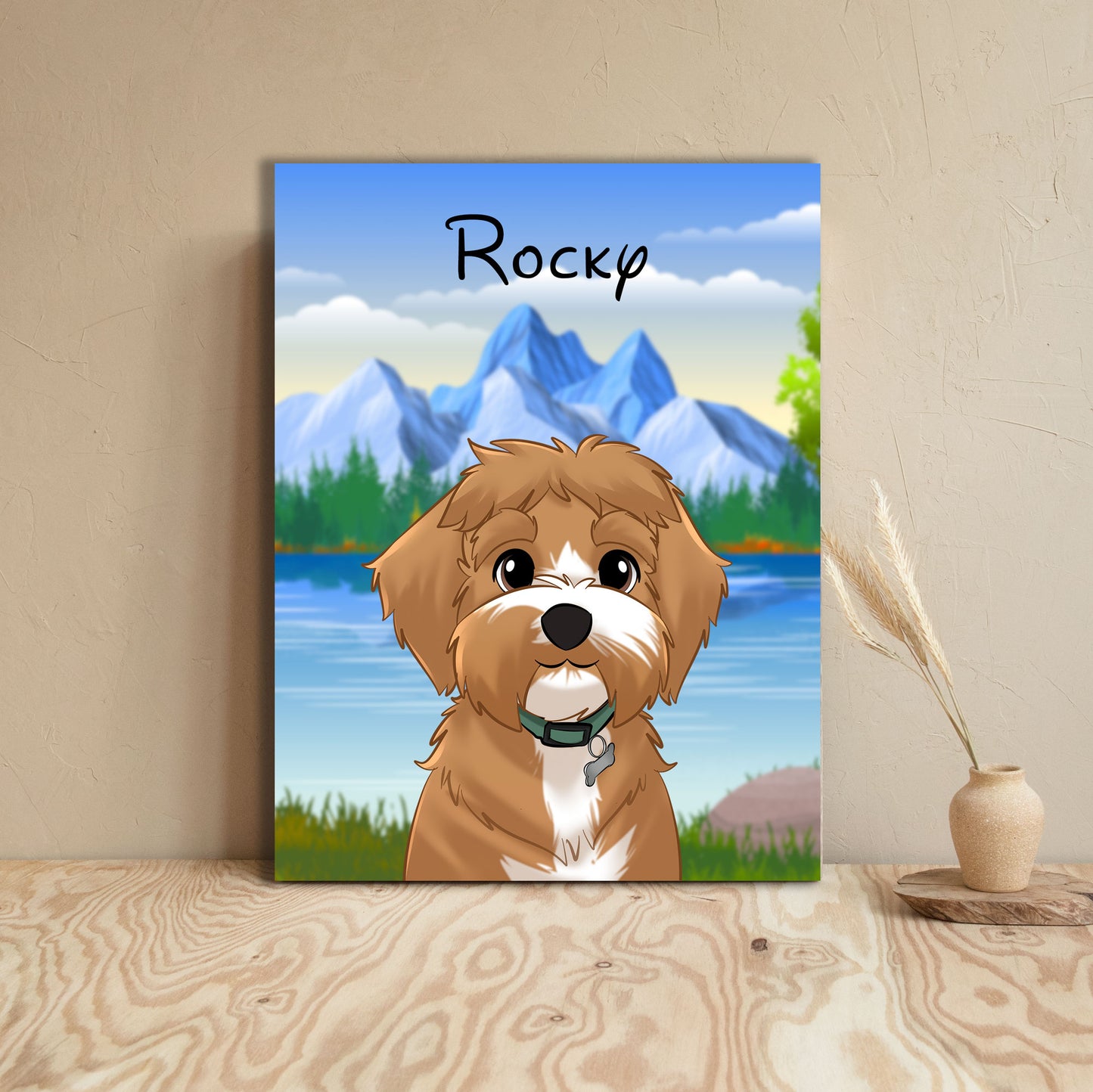 Cartoon Portrait - Pets - Framed Canvas / 8x10 inches - Poodled